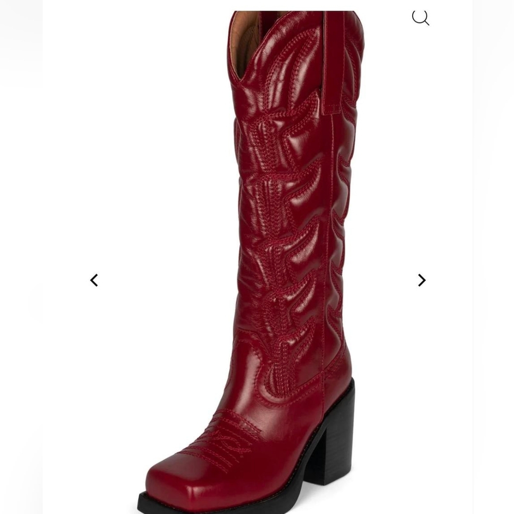 Women's Red Leather Cowboy Boots